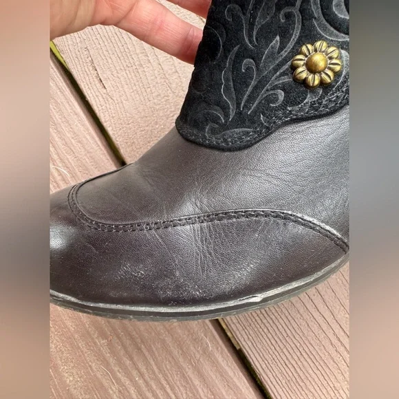 Spring Step L’Artiste Black Ankle Boots leather and embossed suede - Picture 6 of 11